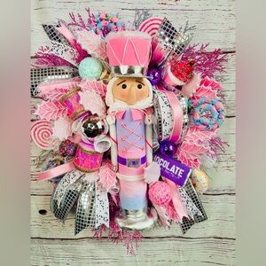 Pink Candyland Nutcracker Wreath